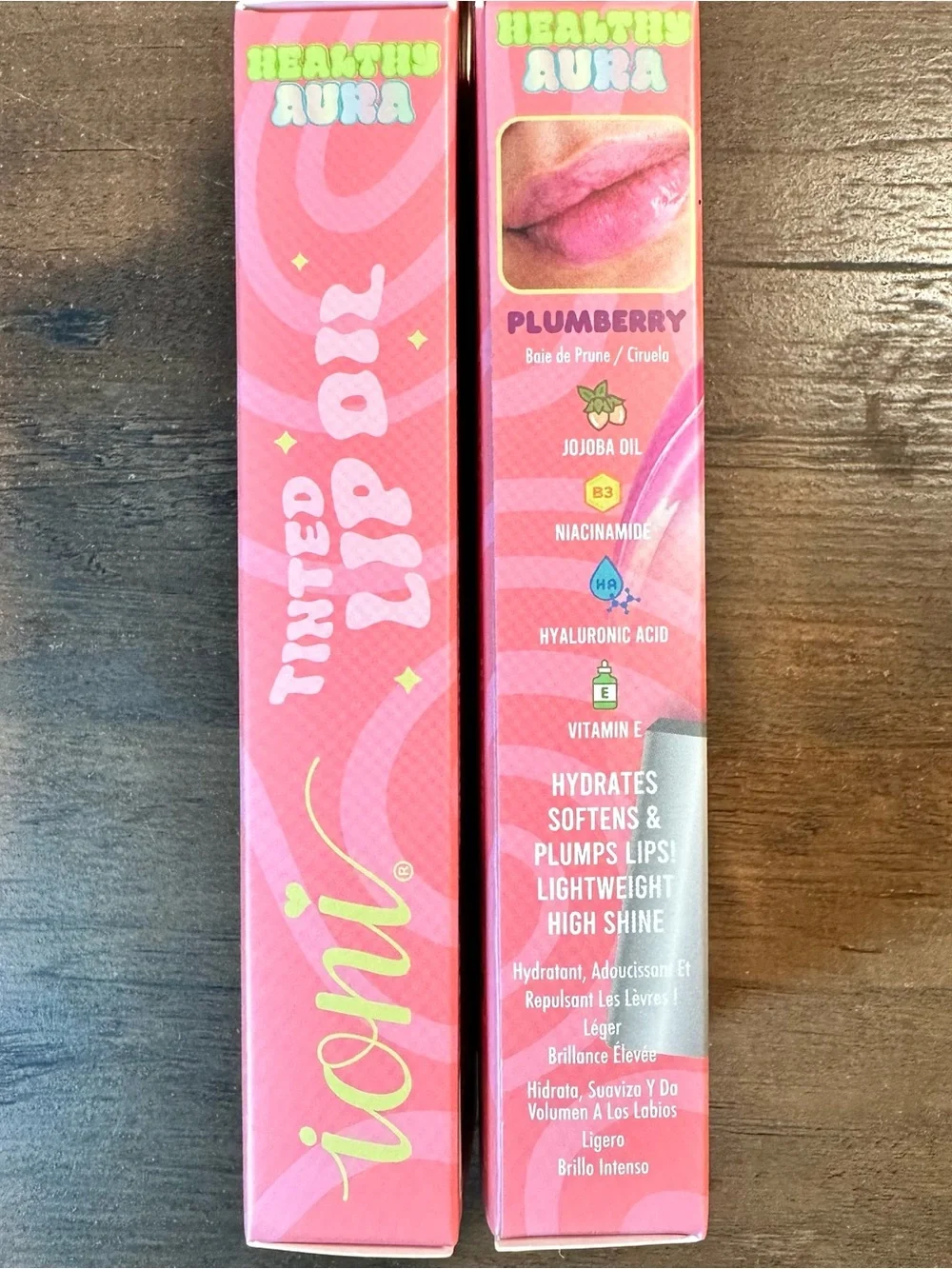 Ioni 2pk HEALTHY AURA Tinted Lip Oil ~PLUMBERRY~ Hyaluronic Acid Niacinamide NIB